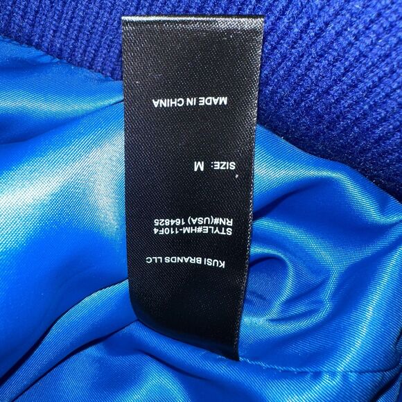 NWT HUDSON Mens Wool Varsity Bomber Jacket M Royal Blue Ivory Faux Leather $248 - Picture 11 of 13